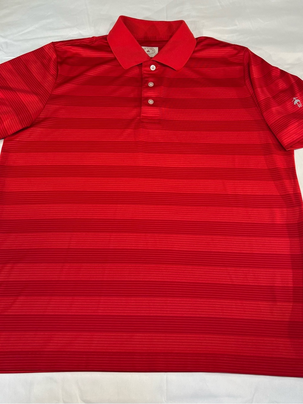 Red Fleece by Brooks Brothers Men's Red Striped Polo Shirt - Performance Knit